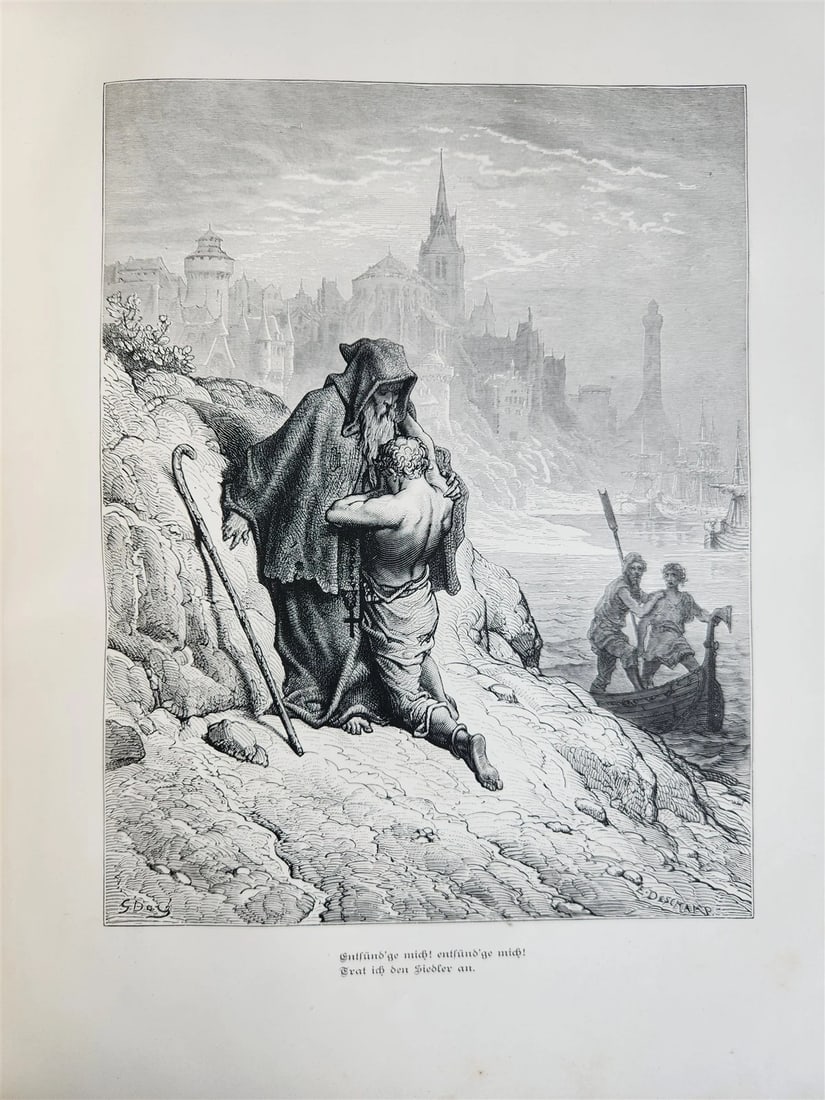 1877 ANCIENT MARINER ILLUSTRATED by GUSTAVE DORE antique Der alte Matrose GERMAN - 4