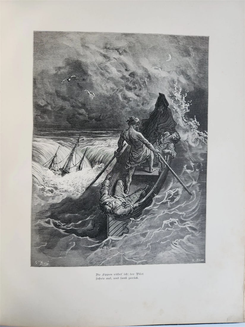 1877 ANCIENT MARINER ILLUSTRATED by GUSTAVE DORE antique Der alte Matrose GERMAN - 5
