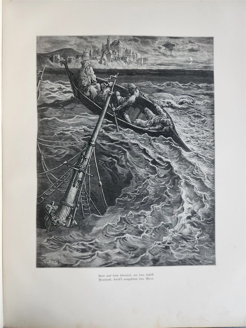 1877 ANCIENT MARINER ILLUSTRATED by GUSTAVE DORE antique Der alte Matrose GERMAN - 6