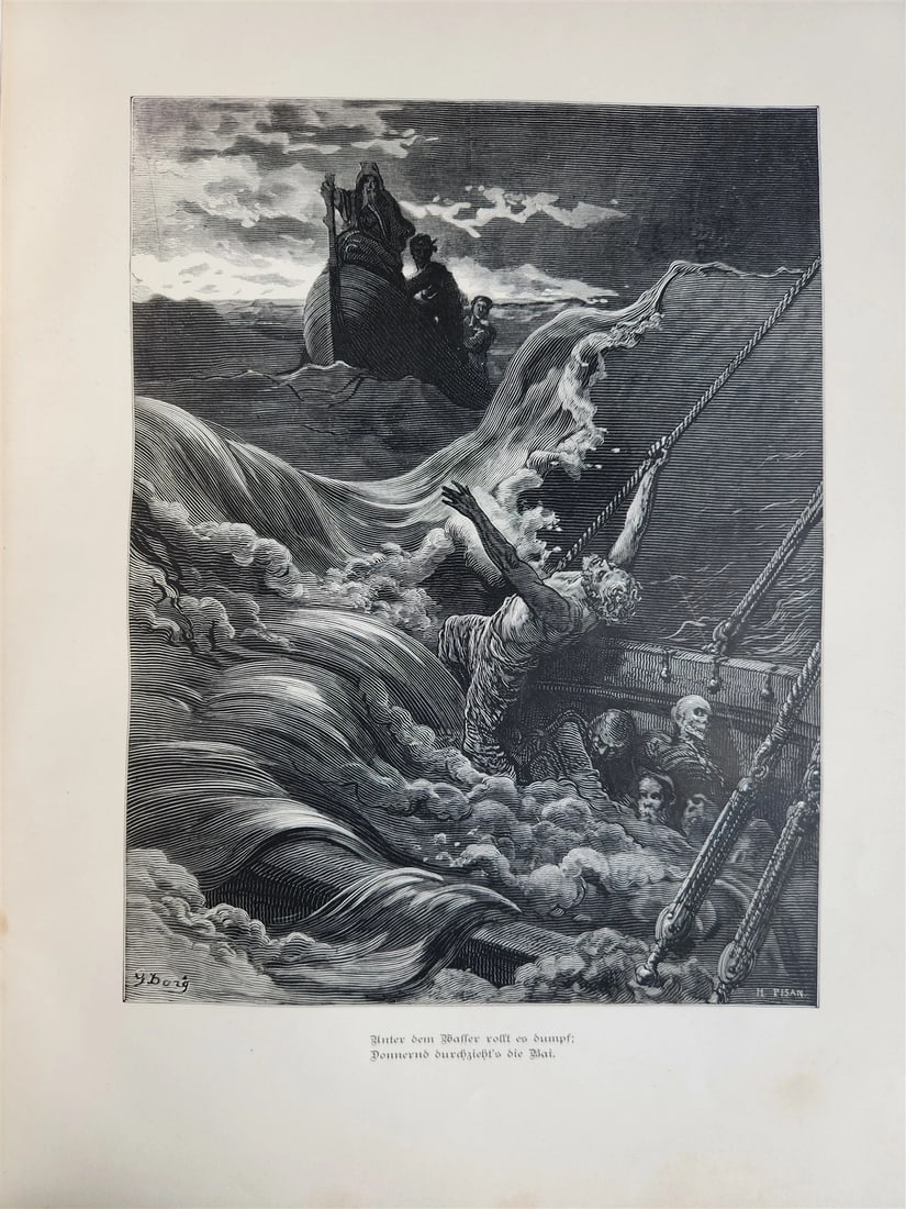 1877 ANCIENT MARINER ILLUSTRATED by GUSTAVE DORE antique Der alte Matrose GERMAN - 7