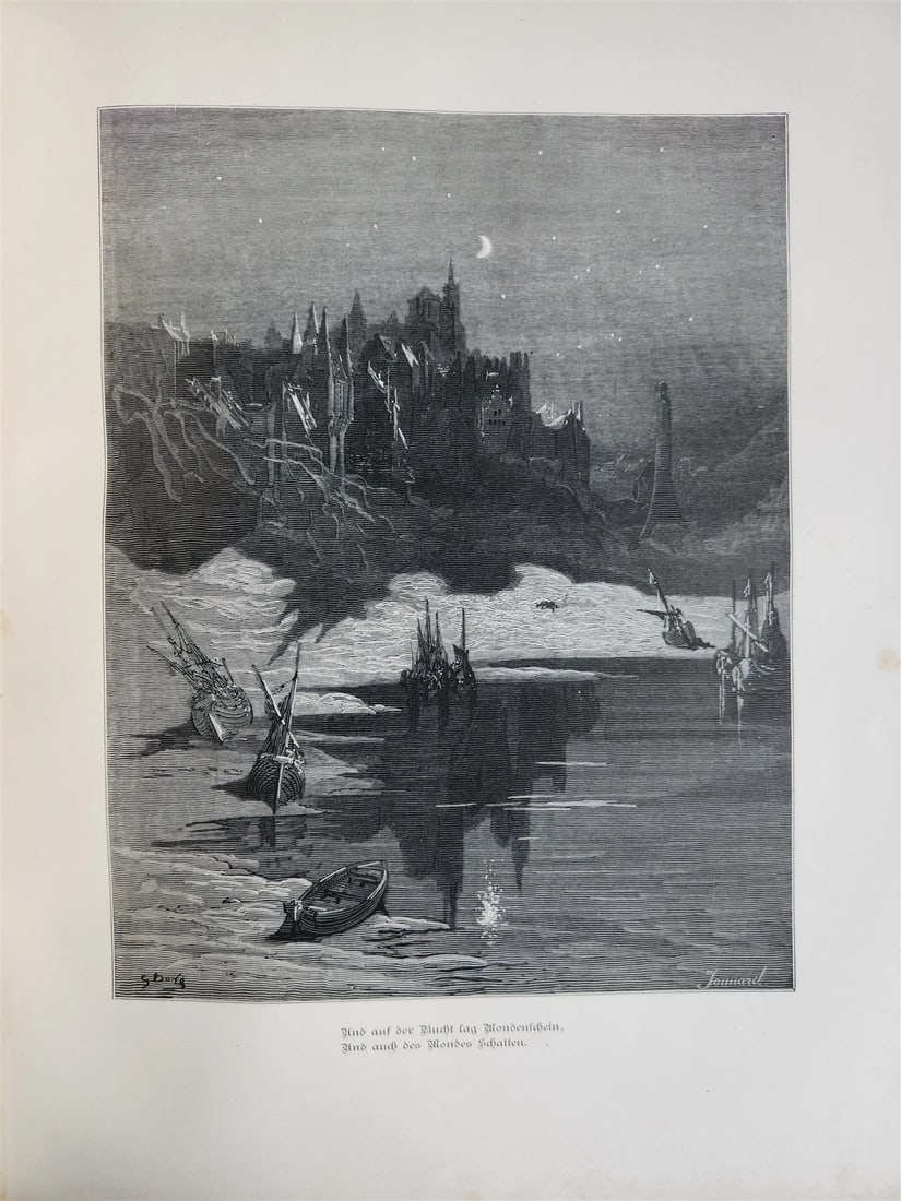 1877 ANCIENT MARINER ILLUSTRATED by GUSTAVE DORE antique Der alte Matrose GERMAN - 9