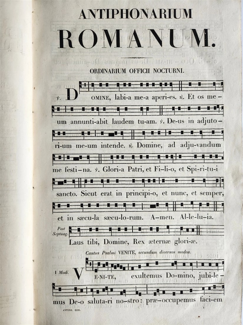 1854 ANTIPHONARIUM ROMANUM antique MASSIVE FOLIO 12.5 by 18.5" - 3