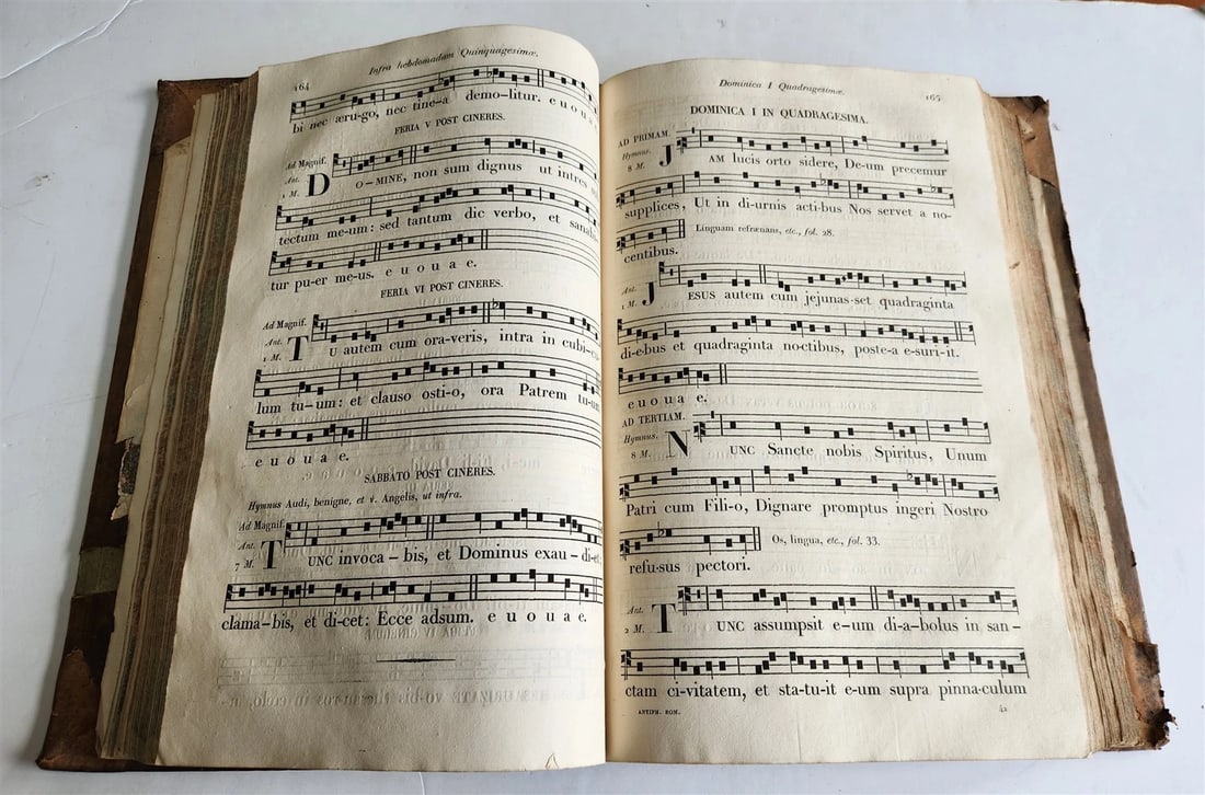 1854 ANTIPHONARIUM ROMANUM antique MASSIVE FOLIO 12.5 by 18.5" - 5