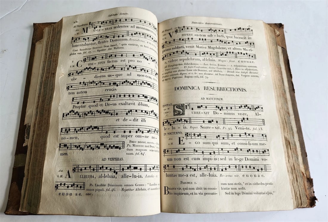 1854 ANTIPHONARIUM ROMANUM antique MASSIVE FOLIO 12.5 by 18.5" - 6