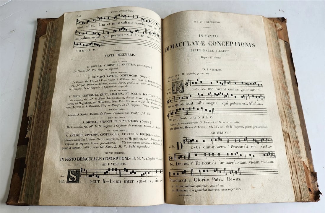 1854 ANTIPHONARIUM ROMANUM antique MASSIVE FOLIO 12.5 by 18.5" - 7