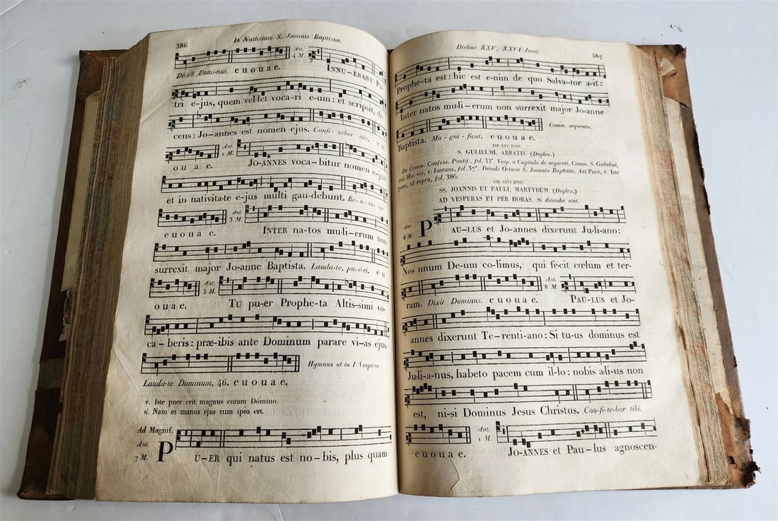 1854 ANTIPHONARIUM ROMANUM antique MASSIVE FOLIO 12.5 by 18.5" - 8