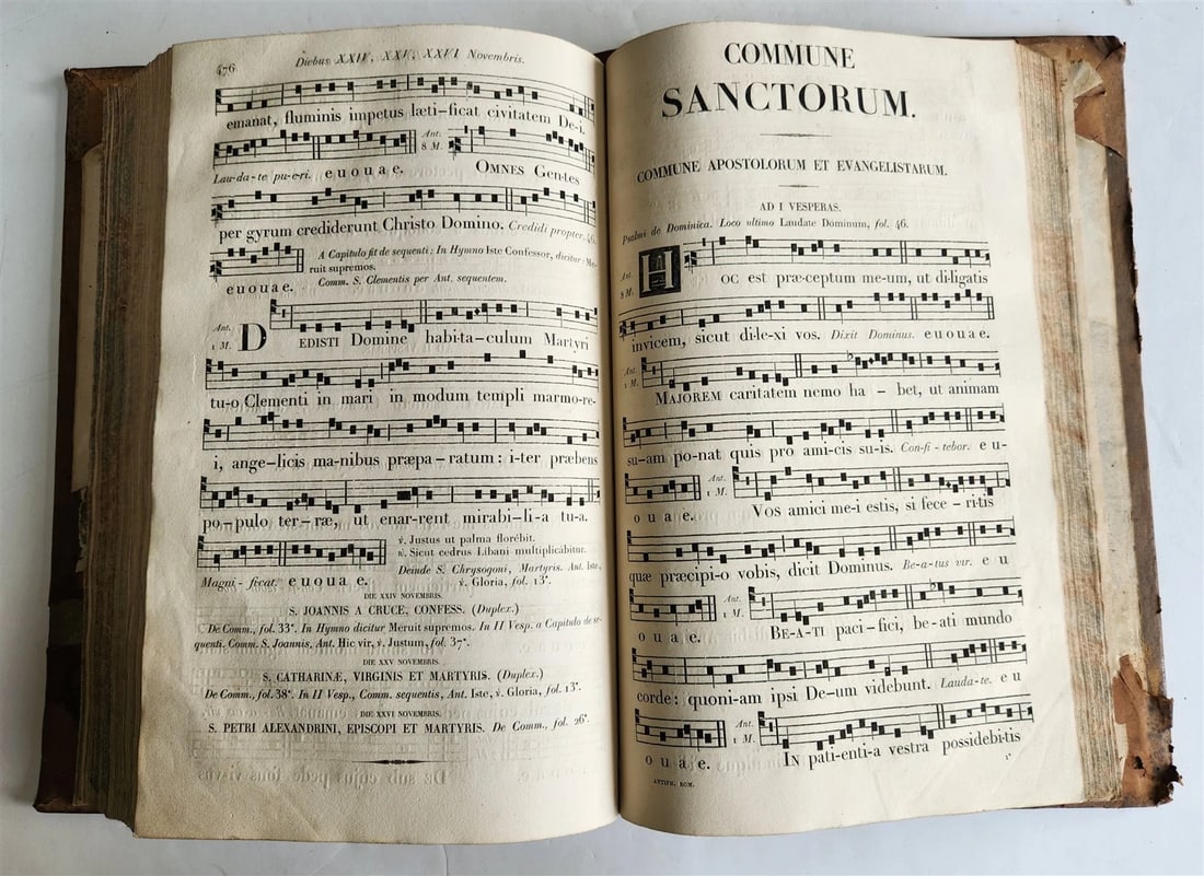 1854 ANTIPHONARIUM ROMANUM antique MASSIVE FOLIO 12.5 by 18.5" - 9