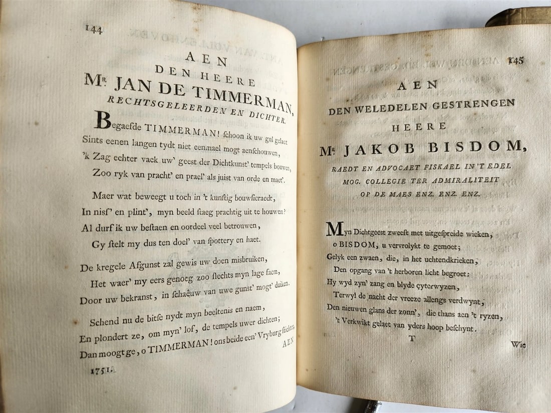 1753 DUTCH POETRY 3 VELLUM BOUND VOLUMES antique Nagelaten Gedichten - 13