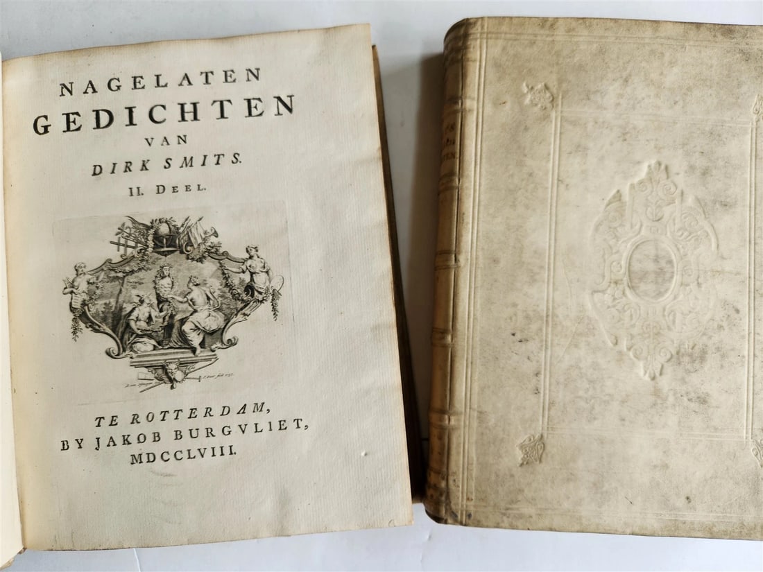 1753 DUTCH POETRY 3 VELLUM BOUND VOLUMES antique Nagelaten Gedichten - 5