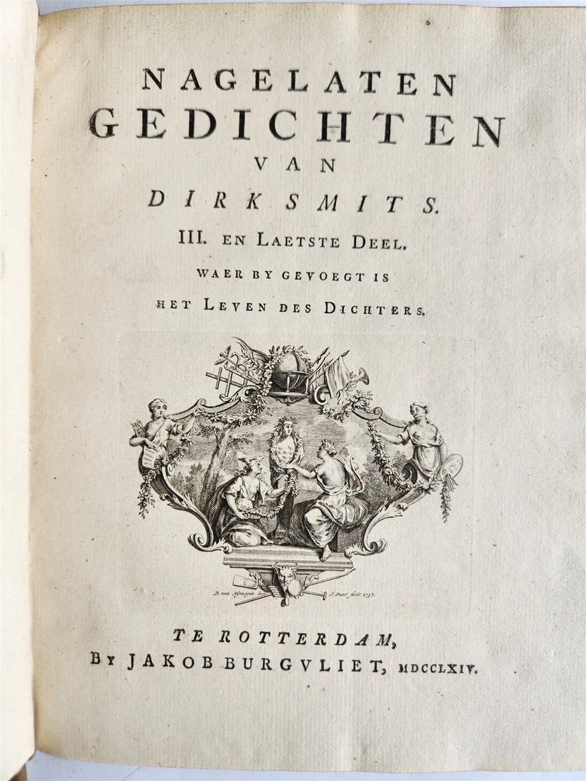 1753 DUTCH POETRY 3 VELLUM BOUND VOLUMES antique Nagelaten Gedichten - 8