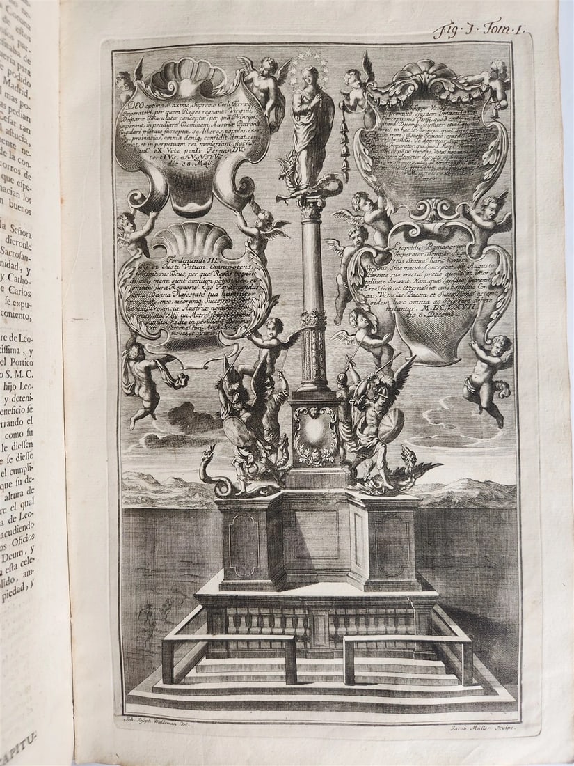1734 ILLUSTRATED HISTORY of LEOPOLD I antique 2 FOLIO VOLUMES in SPANISH - 12