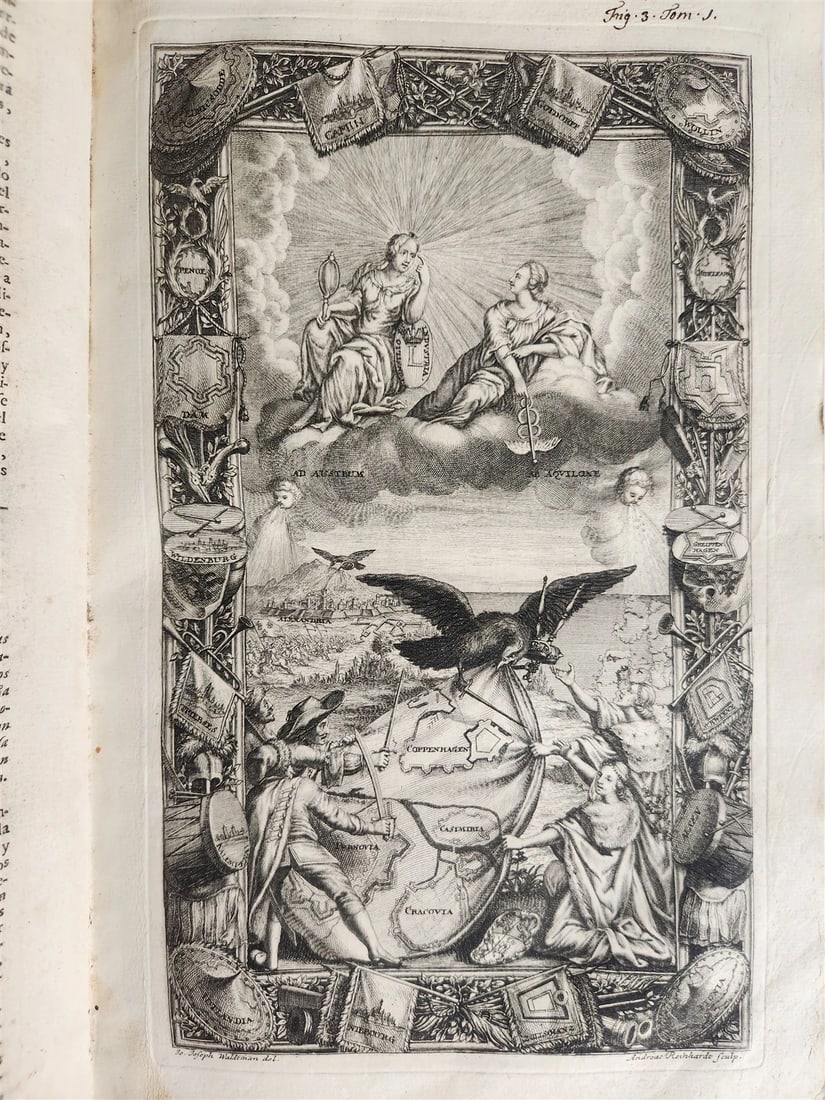 1734 ILLUSTRATED HISTORY of LEOPOLD I antique 2 FOLIO VOLUMES in SPANISH - 16