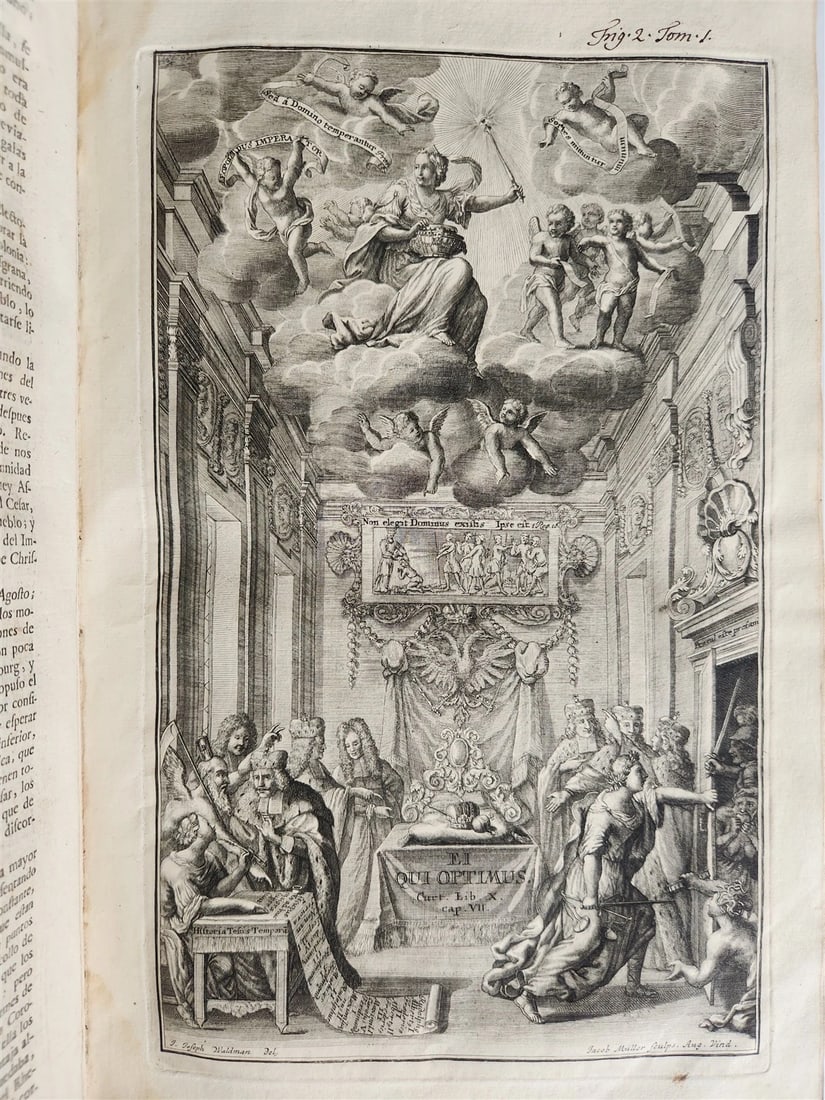 1734 ILLUSTRATED HISTORY of LEOPOLD I antique 2 FOLIO VOLUMES in SPANISH - 17