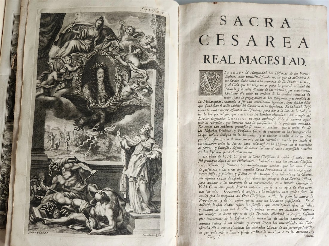 1734 ILLUSTRATED HISTORY of LEOPOLD I antique 2 FOLIO VOLUMES in SPANISH - 18