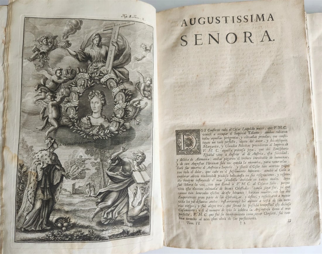 1734 ILLUSTRATED HISTORY of LEOPOLD I antique 2 FOLIO VOLUMES in SPANISH - 3