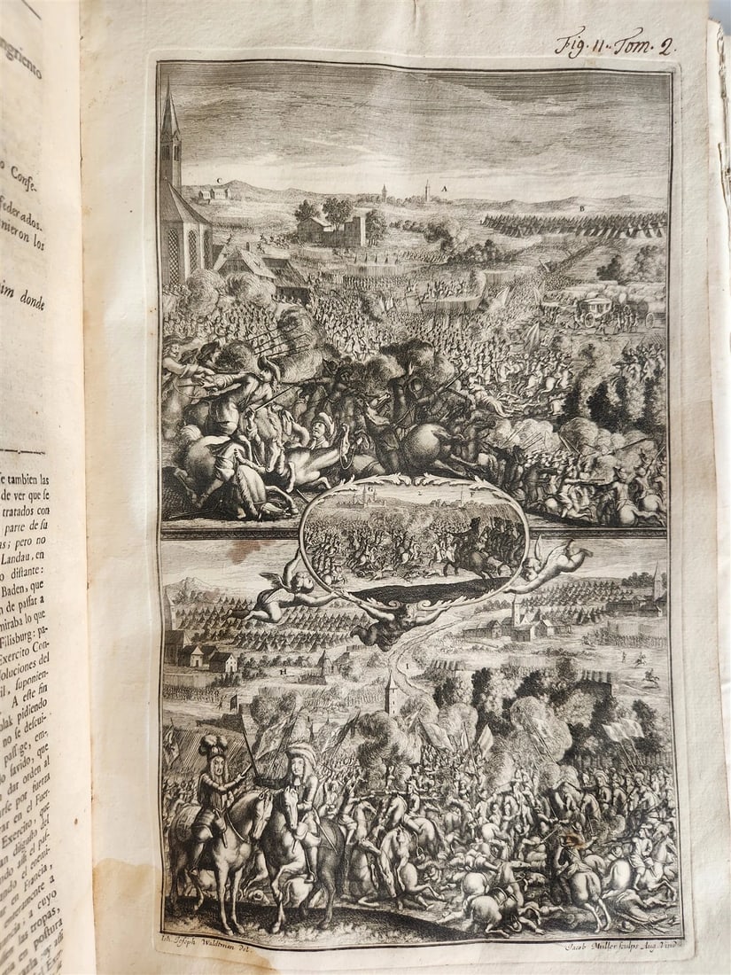 1734 ILLUSTRATED HISTORY of LEOPOLD I antique 2 FOLIO VOLUMES in SPANISH - 5