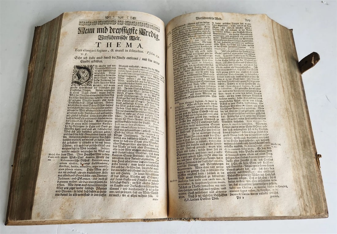 1730 SERMONS Montifontanus antique PIGSKIN BOUND FOLIO Spiritual Childrens Play - 10