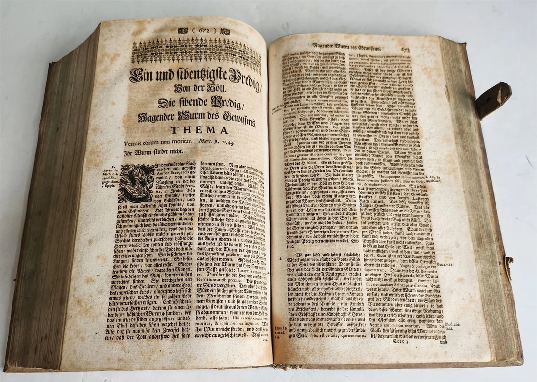 1730 SERMONS Montifontanus antique PIGSKIN BOUND FOLIO Spiritual Childrens Play - 11