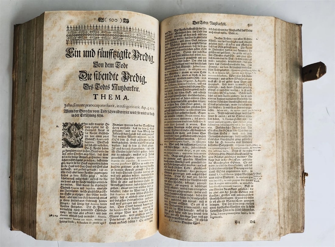 1730 SERMONS Montifontanus antique PIGSKIN BOUND FOLIO Spiritual Childrens Play - 14