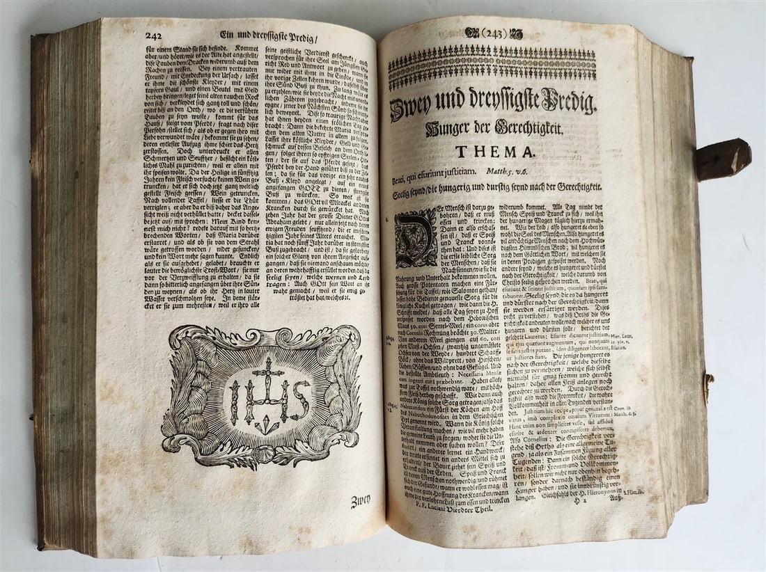 1730 SERMONS Montifontanus antique PIGSKIN BOUND FOLIO Spiritual Childrens Play - 15