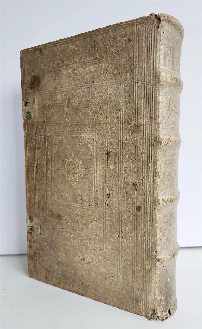 1730 SERMONS Montifontanus antique PIGSKIN BOUND FOLIO Spiritual Childrens Play: Montifontanus, L. Geistliches Kinder-Spill, das ist: dreyhundert sechs und zwantzig neue Predigen uber den kleinen Catechismum. (Spiritual Children's Play, that is: three hundred and twenty-six new se