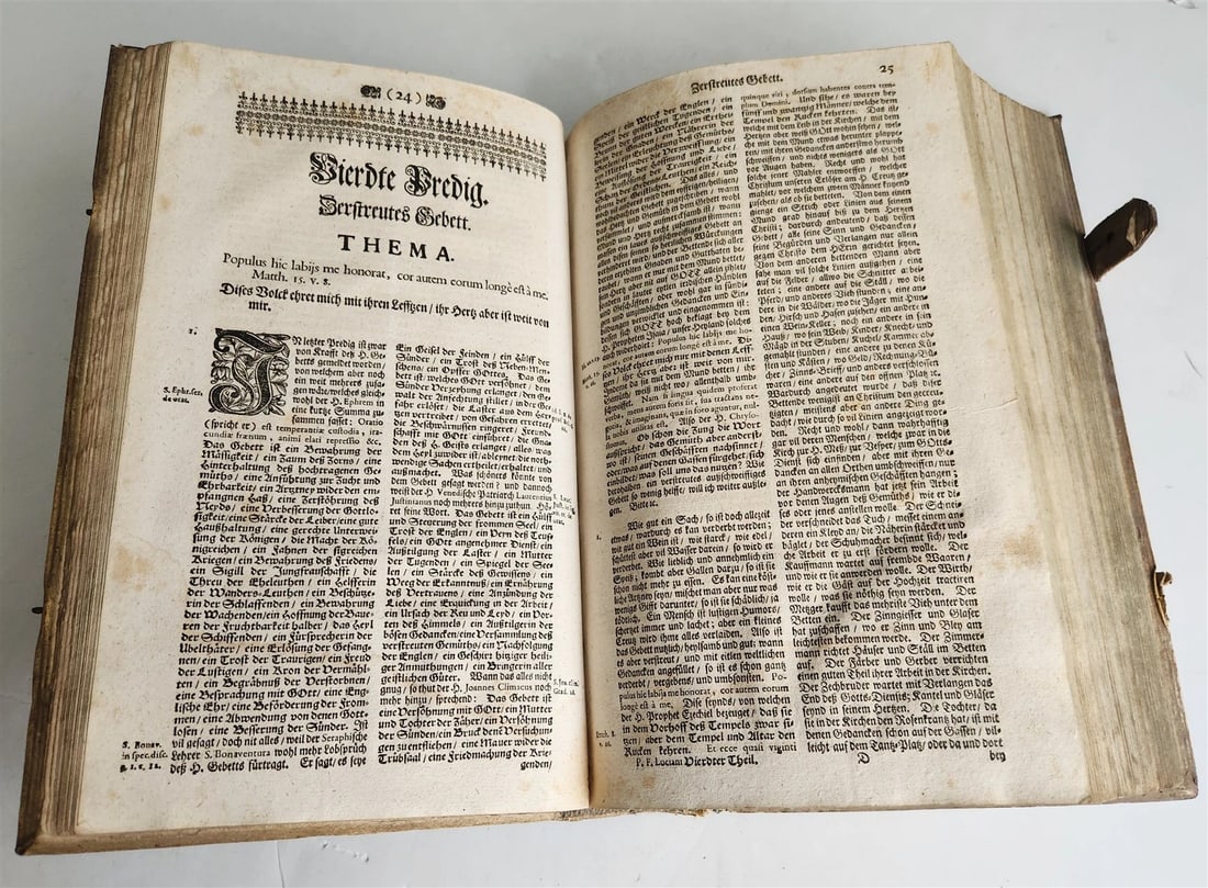 1730 SERMONS Montifontanus antique PIGSKIN BOUND FOLIO Spiritual Childrens Play - 7
