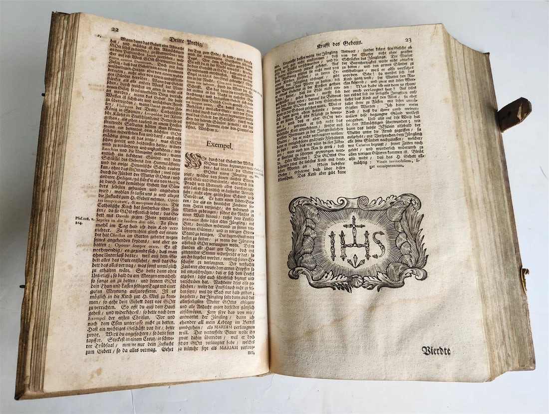 1730 SERMONS Montifontanus antique PIGSKIN BOUND FOLIO Spiritual Childrens Play - 8