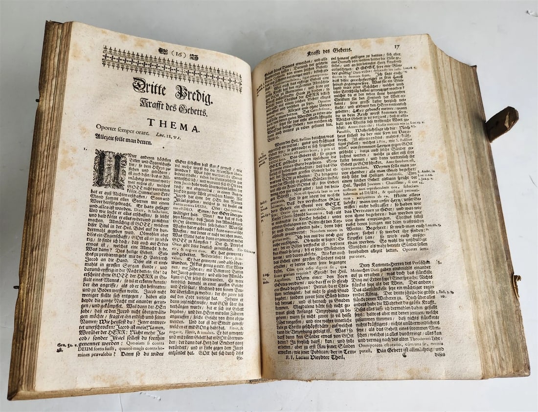 1730 SERMONS Montifontanus antique PIGSKIN BOUND FOLIO Spiritual Childrens Play - 9
