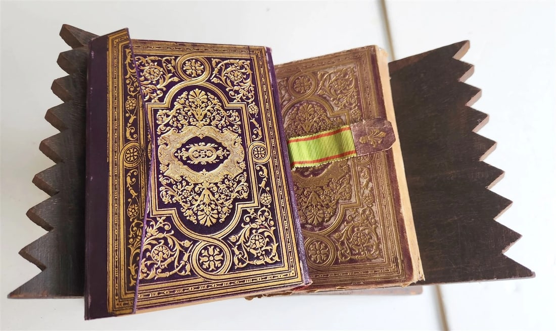1900 OTTOMAN KORAN antique QURAN Turkish w/ WOODEN STAND & GILT SLIP CASE - 3
