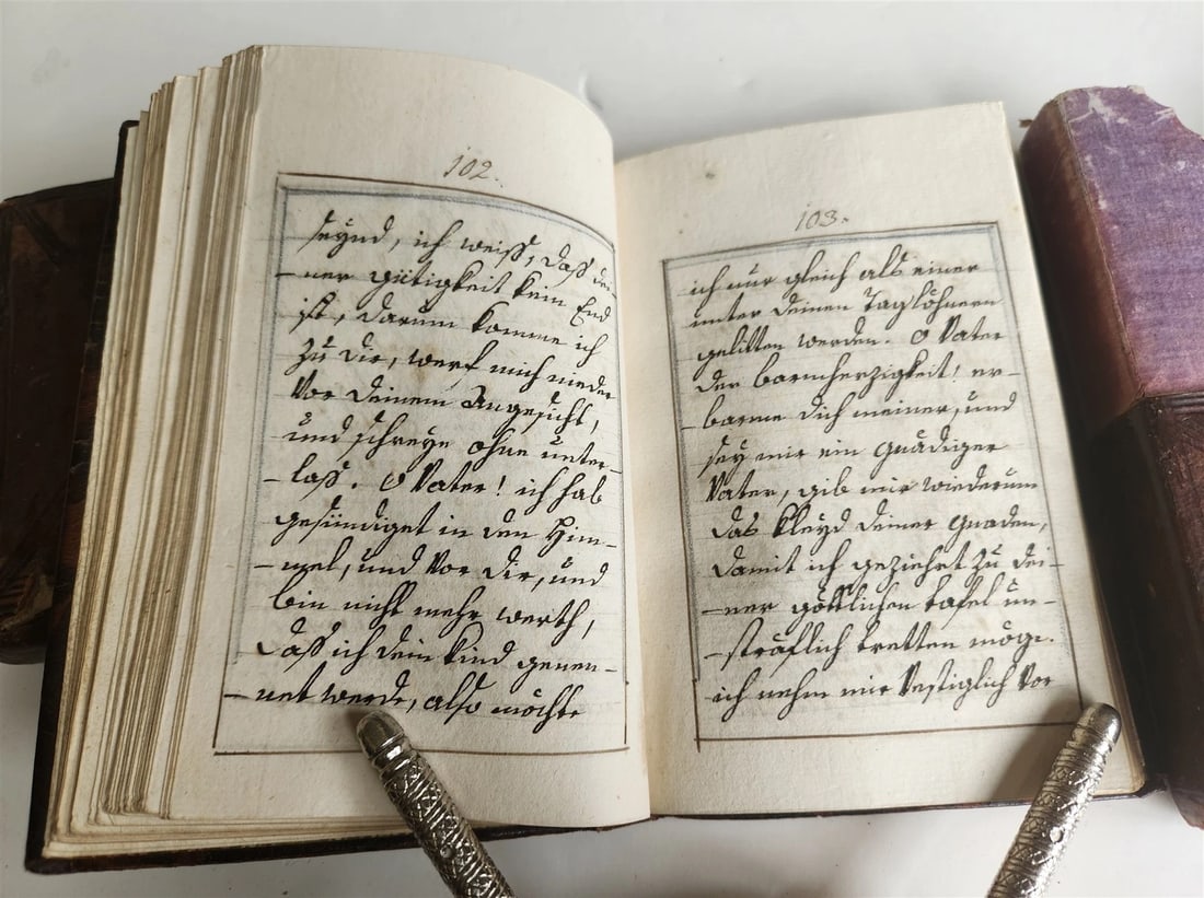 1790s MANUSCRIPT PRAYER BOOK in GERMAN antique 18th CENTURY w/ SLIPCASE - 4