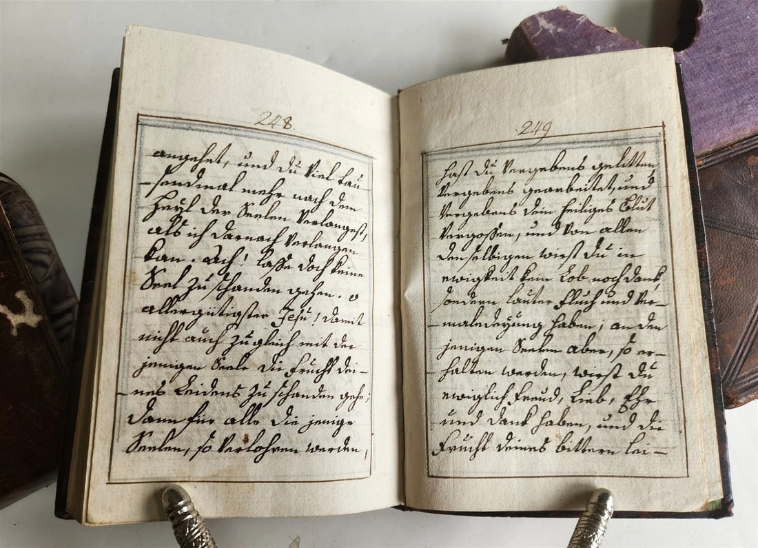 1790s MANUSCRIPT PRAYER BOOK in GERMAN antique 18th CENTURY w/ SLIPCASE - 6