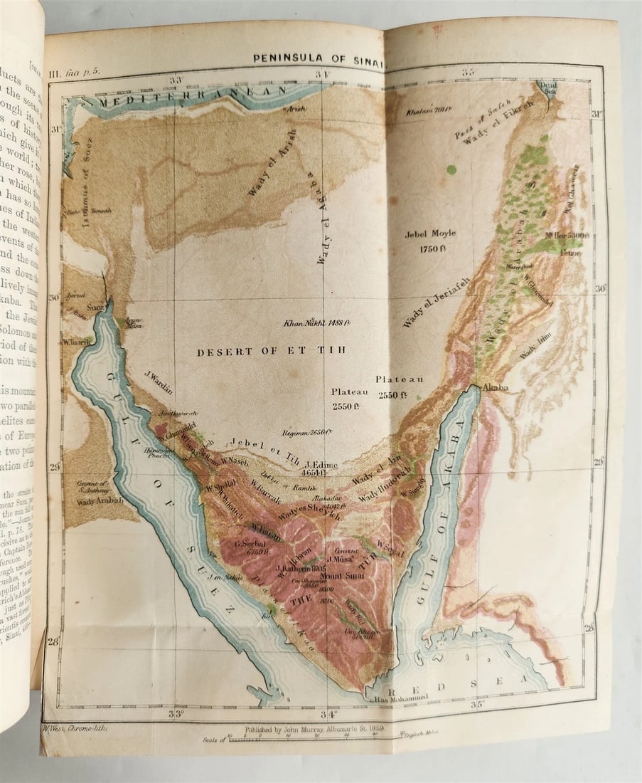 1862 SINAI & PALESTINE in CONNECTION w/ THEIR HISTORY antique ILLUSTRATED w/MAPS - 4
