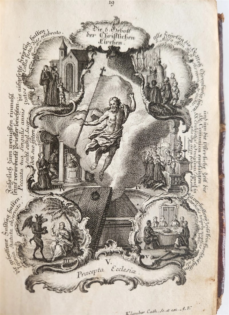 1751 CATECHISM antique ILLUSTRATED rare - 18
