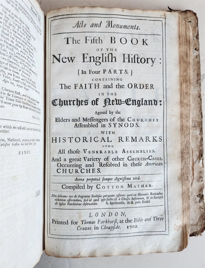 1702 MAGNALIA CHRISTI AMERICANA ECCLESIASTICAL HISTORY of NEW ENGLAND antique - 11