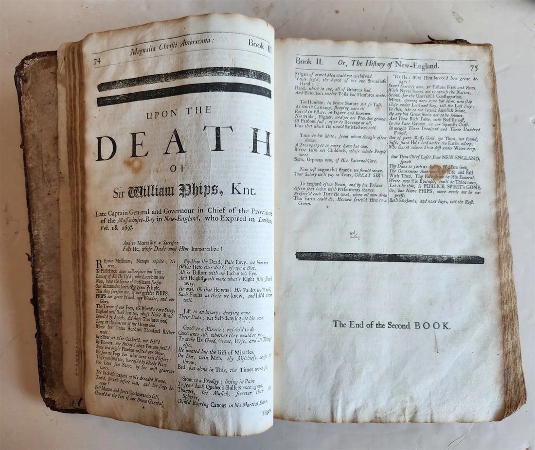 1702 MAGNALIA CHRISTI AMERICANA ECCLESIASTICAL HISTORY of NEW ENGLAND antique - 4