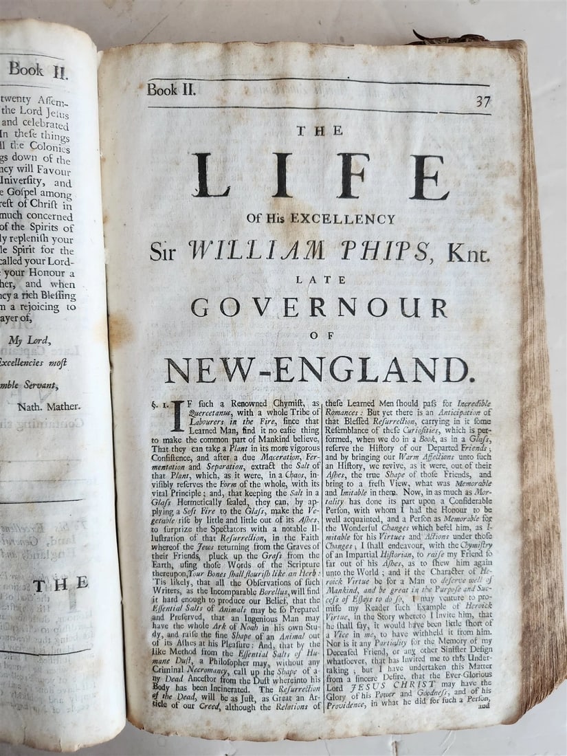 1702 MAGNALIA CHRISTI AMERICANA ECCLESIASTICAL HISTORY of NEW ENGLAND antique - 5