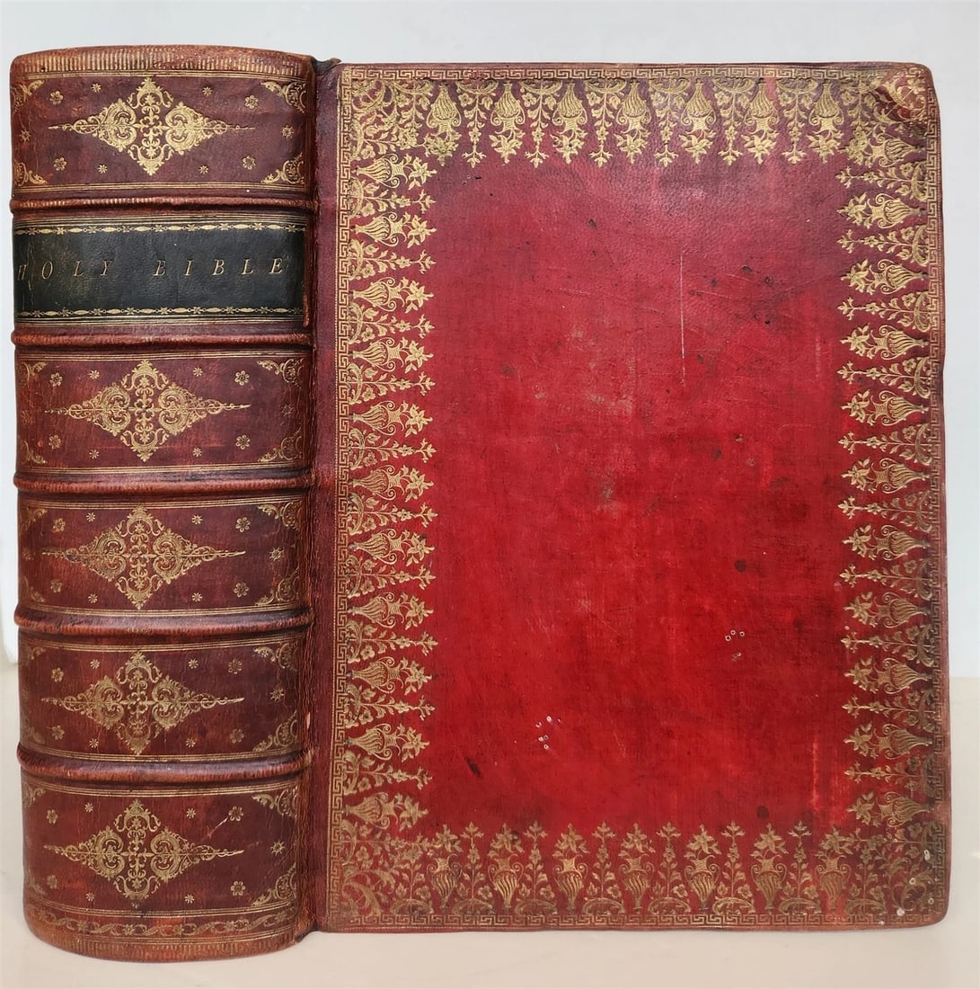 1786 BIBLE in ENGLISH antique ILLUSTRATED FOLIO OLD & NEW TESTAMENT: Bible, English The Holy Bible, containing the Old and New Testaments Oxford, The Clarendon Press, 1786. engraved plates, extra-illustrated with 20 other engraved plates bound in, some with cut down