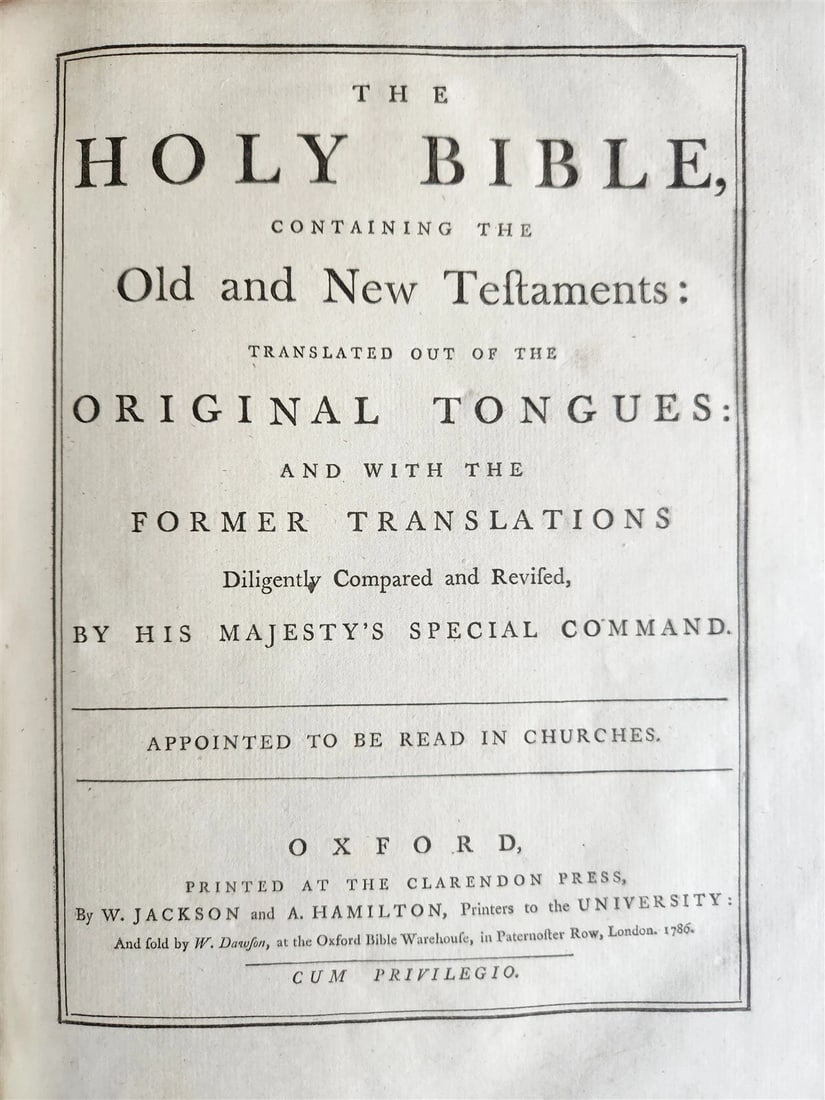 1786 BIBLE in ENGLISH antique ILLUSTRATED FOLIO OLD & NEW TESTAMENT - 2