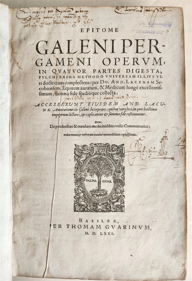 1571 MEDICAL TREATISE ILLUSTRATED antique 16th century FOLIO Epitome Galeni - 2