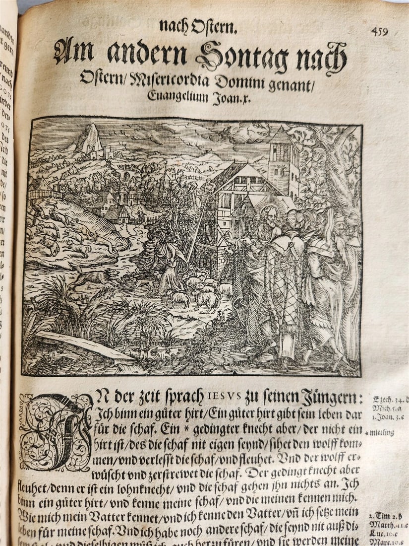 1577 BIBLE COMMENTARIES by J. Feucht ILLUSTRATED antique 16th century FOLIO - 12