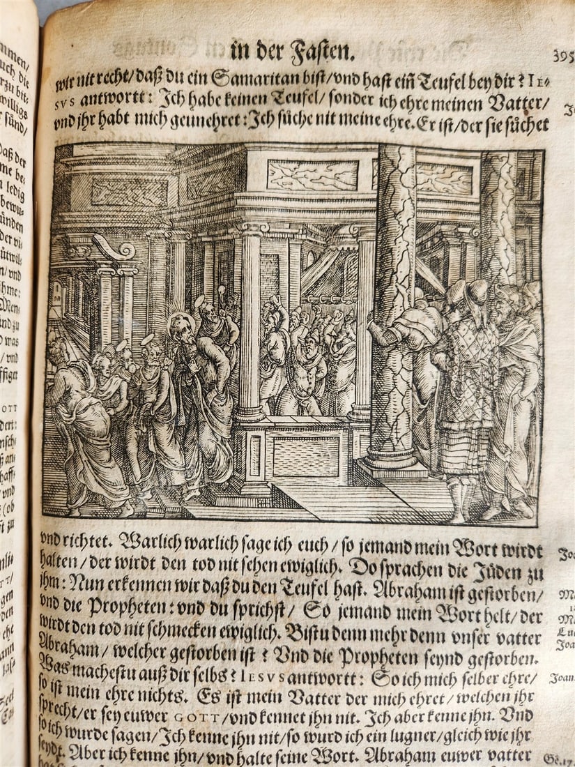 1577 BIBLE COMMENTARIES by J. Feucht ILLUSTRATED antique 16th century FOLIO - 13