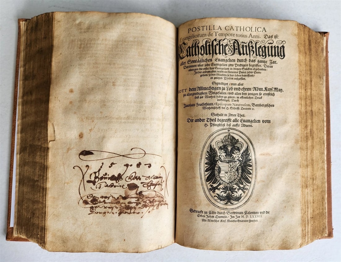 1577 BIBLE COMMENTARIES by J. Feucht ILLUSTRATED antique 16th century FOLIO - 15