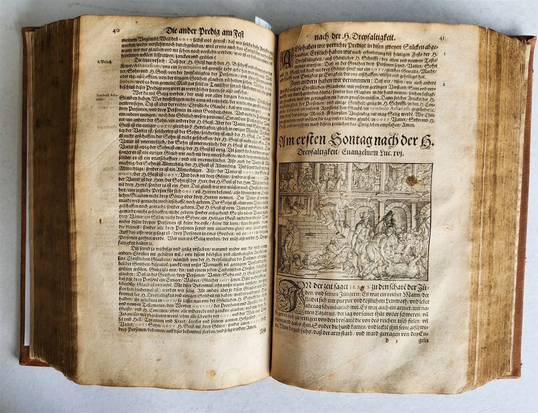 1577 BIBLE COMMENTARIES by J. Feucht ILLUSTRATED antique 16th century FOLIO - 16