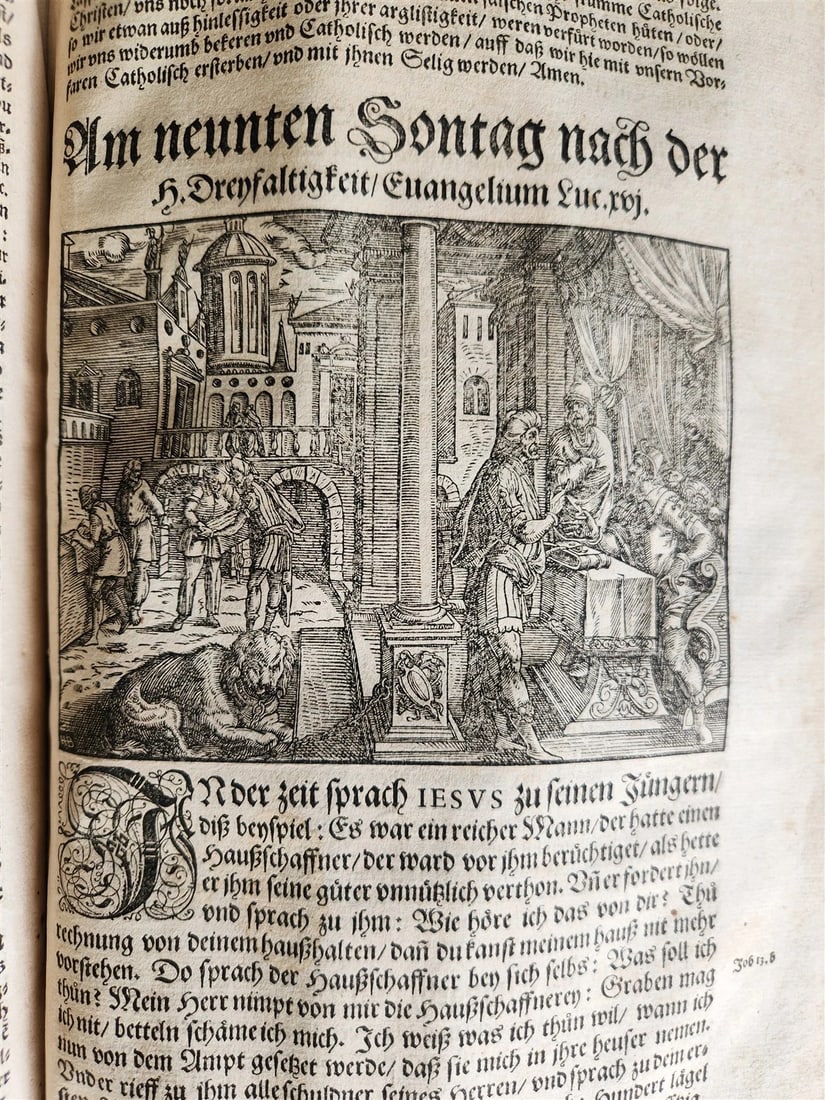 1577 BIBLE COMMENTARIES by J. Feucht ILLUSTRATED antique 16th century FOLIO - 20