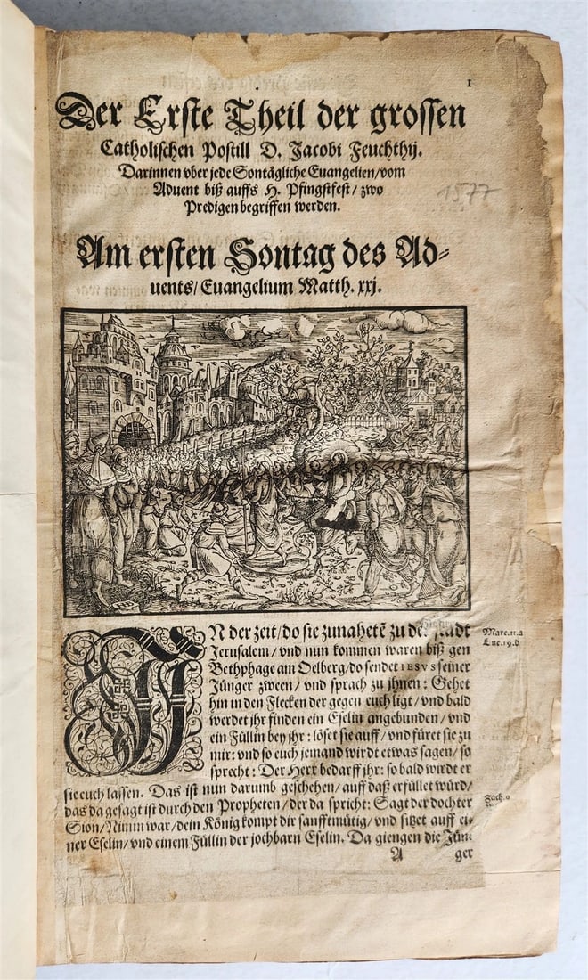 1577 BIBLE COMMENTARIES by J. Feucht ILLUSTRATED antique 16th century FOLIO - 3