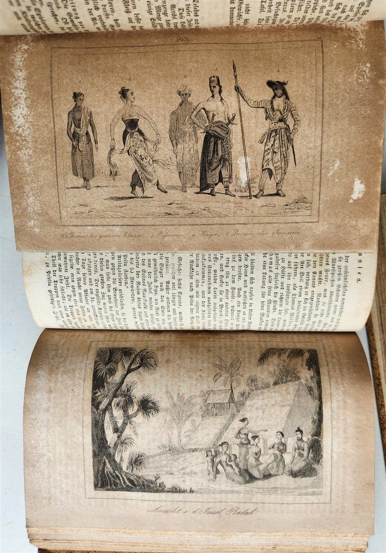 1838 TRAVELS to OCEANIA MALAYSIA POLYNESIA 3 VOLUMES antique ILLUSTRATED German - 10