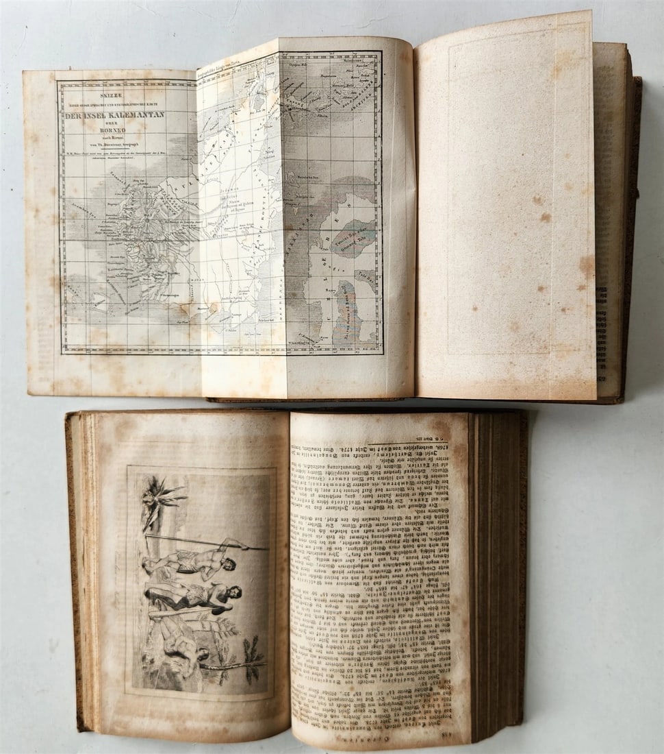1838 TRAVELS to OCEANIA MALAYSIA POLYNESIA 3 VOLUMES antique ILLUSTRATED German - 15