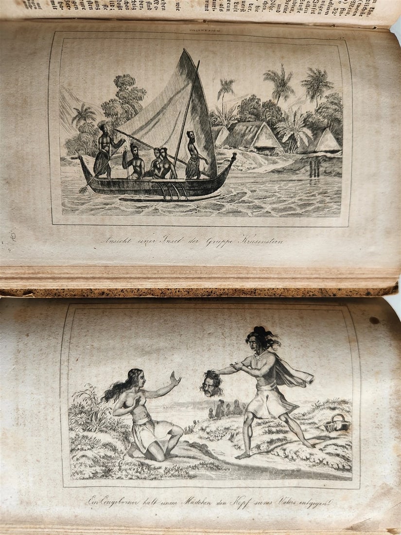 1838 TRAVELS to OCEANIA MALAYSIA POLYNESIA 3 VOLUMES antique ILLUSTRATED German - 20