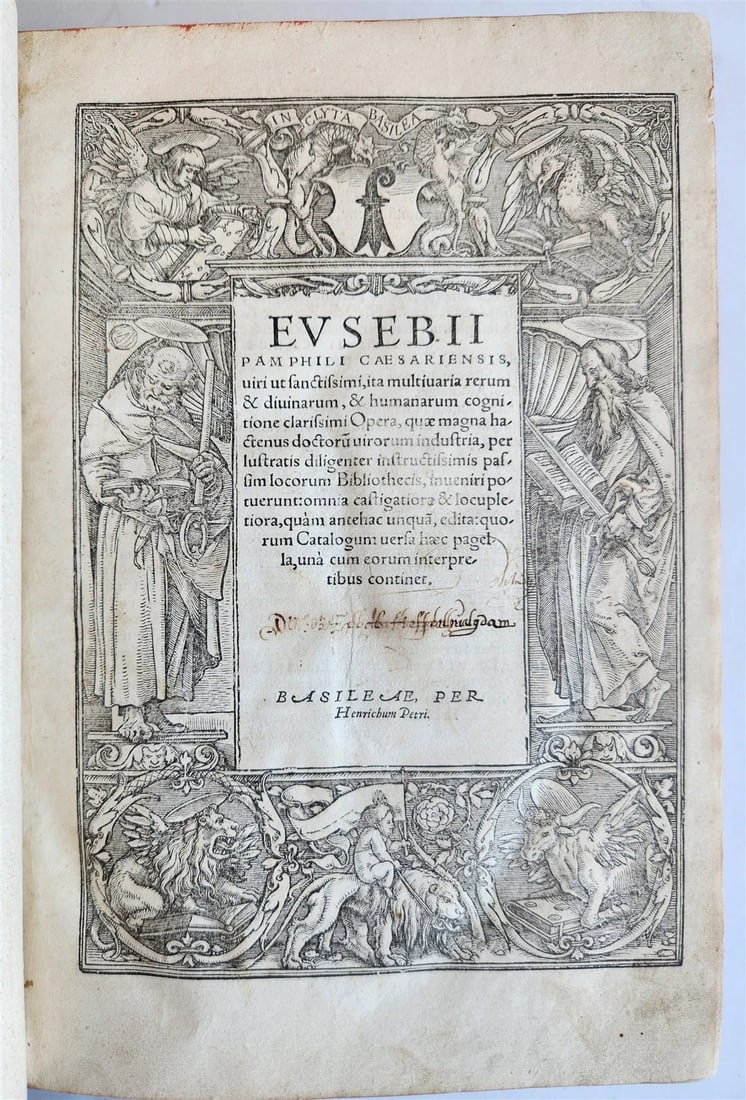 1549 EUSIBIUS HISTORY & PHILOSOPHY antique 16th century FOLIO: Eusebius P.C. Uiri ut sanctissimi, ita multiuaria rerum & diuinarum, & humanarum cognitione clarissimi Opera, quae magna hactenus doctoru uirorum industria. (ed. by Marcus Hopperus). 2 volumes in 1