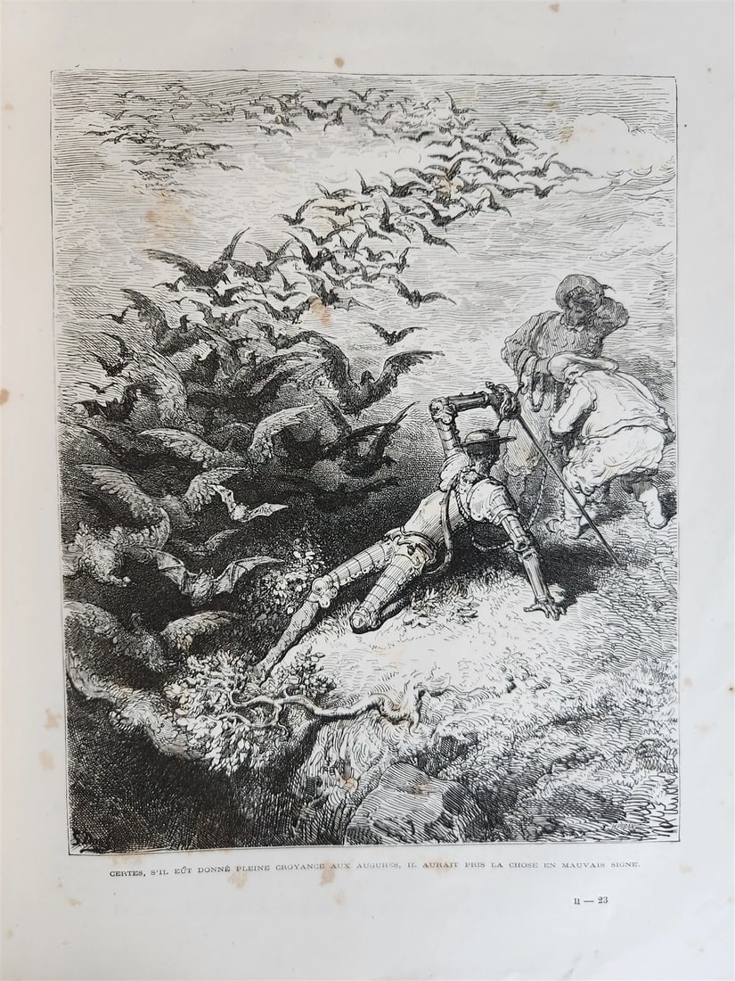 1869 DON QUIXOTE by CERVANTES illustrated by GUSTAVE DORE antique 2 FOLIO VOLS. - 12